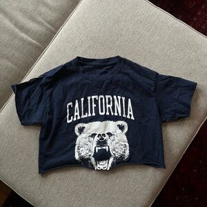 Brandy Melville John Galt California Bear Crop Top Tee - Navy